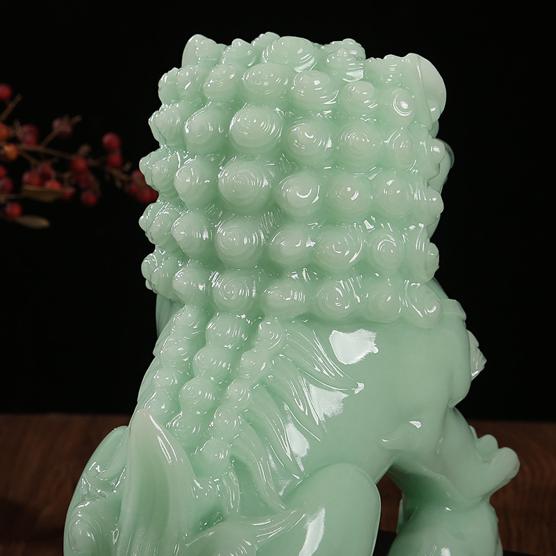 Lion ornaments a pair of home porch living room jade crafts office shop cashier opening decorations