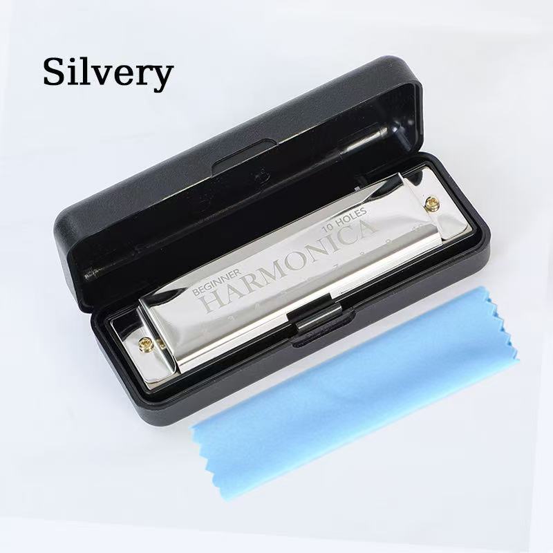 Ten-hole harmonica color ten-tone metal harmonica beginners students children men and women self-study entry musical instruments foreign trade money