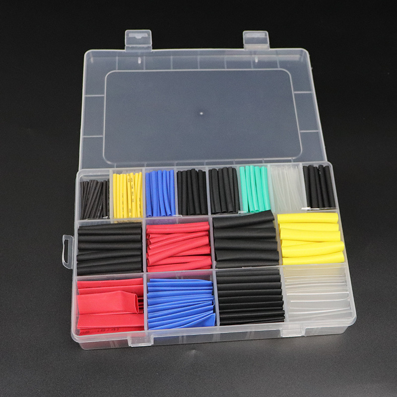 580Pcs Waterproof Flame Retardant Heat Shrink Tube Combination Cross-Border Supply Heat Shrink Tube Boxed Color Heat Shrink Tube Silicone