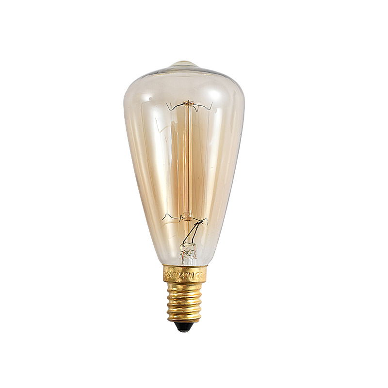 [St48 Nipple-Straight Silk] Edison Retro Bulb E14/E12/E27 Screw Fireworks Dimmable Bulb