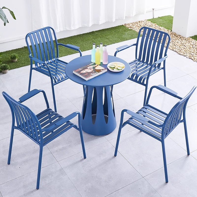 Internet Celebrity Milk Tea Shop Outdoor Table and Chair Combination Cafe Outdoor Table and Chairs Outdoor Courtyard Balcony Chair Garden Furniture