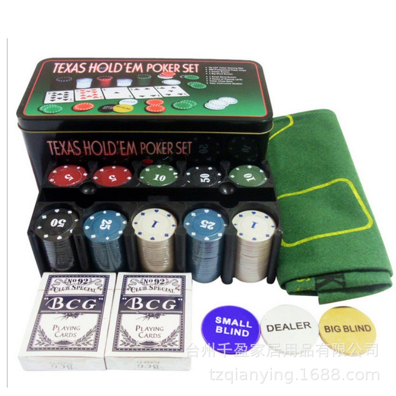 Digital Printing Texas Hold'em Chips suit Tinplate Box Chips 200 Chips Token Chuang Code Poker Tablecloth