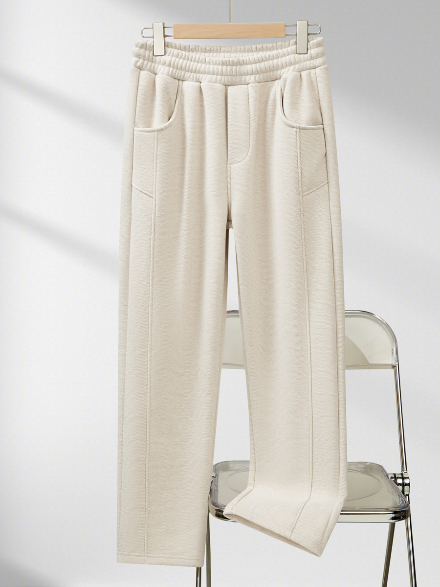 3D Draped! Smooth Straight-Leg Trousers, Acetate Wool Trousers, Autumn and Winter Velvet Thickeneded Warm Casual Trousers, Long Sweatpants