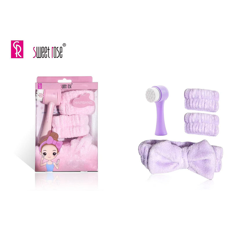Bow Headband Hairband Set Facial Cleanser Finger Makeup Remover Double-Ended Silicone Mask Stick Tool Cross-Border Hot Sale