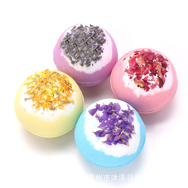 Cross-Border Explosive Dried Flower Bath Salt Ball 100g Multi-Bubble Rose Milk Bath Ball Essential Oil Bubble Ball Toy Bath Ball