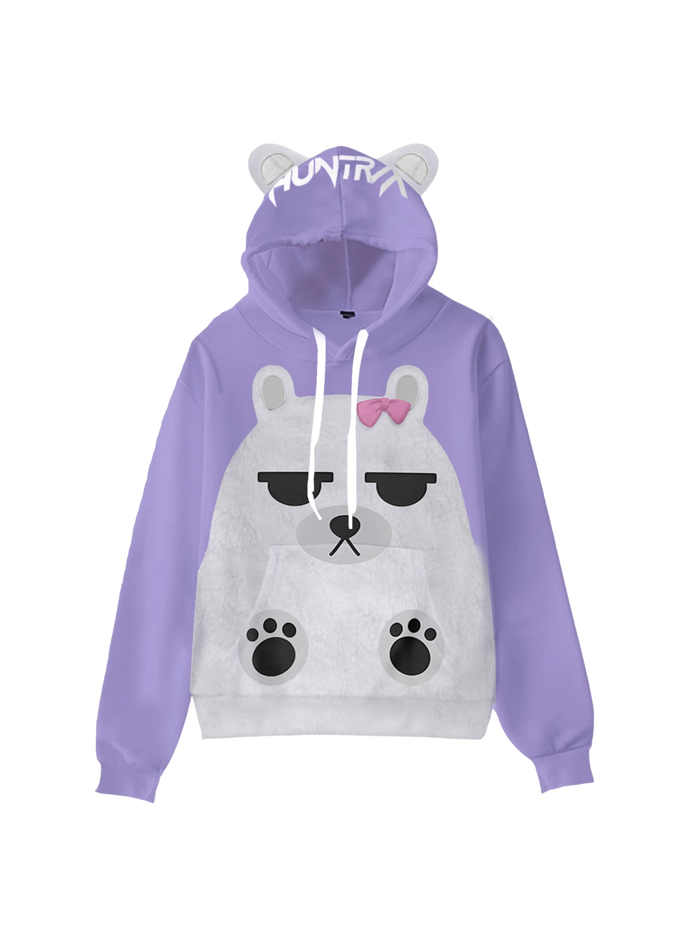 2025 Halloween Kpop Hunter Witch Group Support Bear Cute Ears Hoodie Mira Same Style Purple Bear Sweatshirt for Women