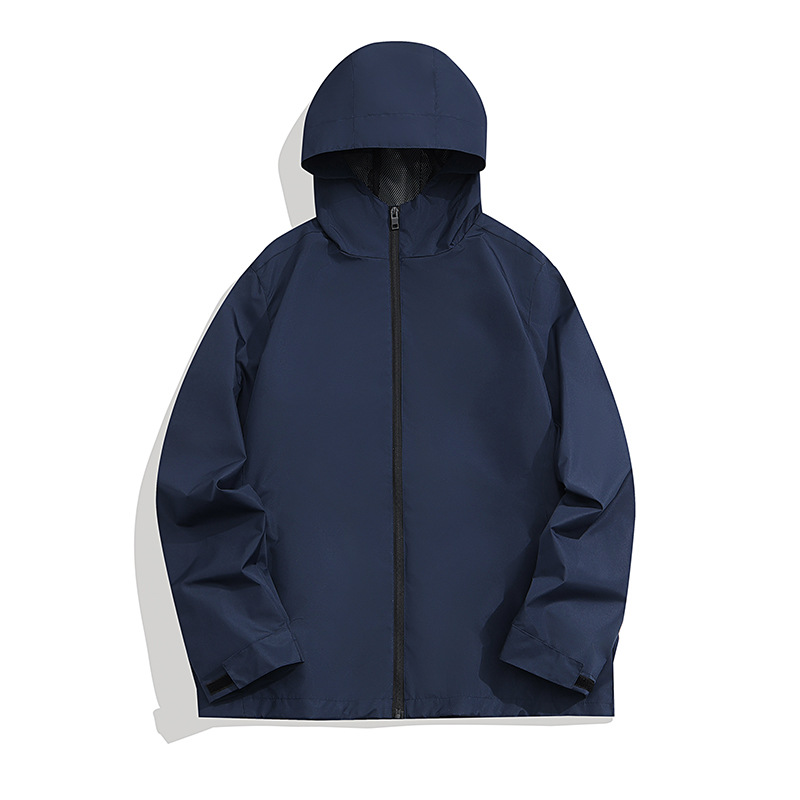 Spring and Autumn Men's and Women's Solid Color Thin Long-Sleeved Hooded Jacket Customized Logo Printing Sports Advertising Group Event Work Clothes