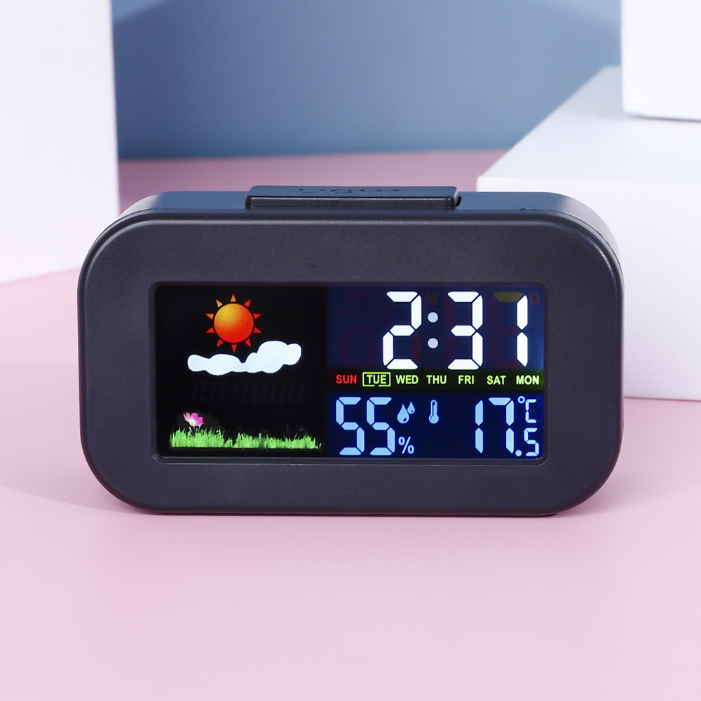 Cross-border multi-function timer color screen weather clock student dormitory electronic alarm clock digital smart clock backlit clock