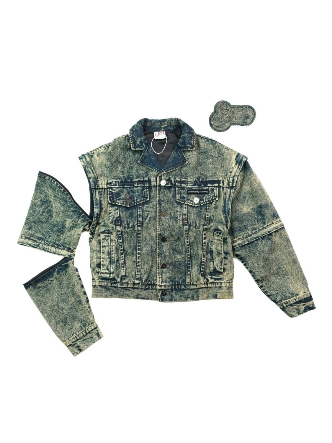 Men's Fashion Brand Custom Denim Suit High-Quality Detachable European and American Denim Jacket Enzyme-Washed Jeans Processing