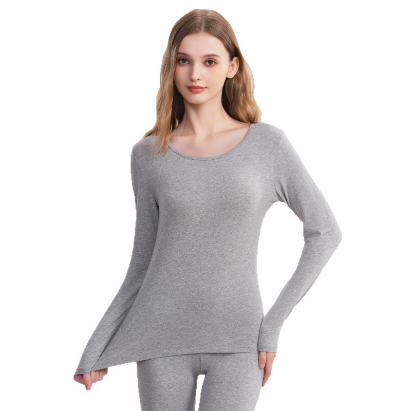 In-Stock Pure Cotton Autumn Women's Autumn and Winter Solid Color Underwear Women's Single Piece Thin Top Base Shirt Cotton Sweater