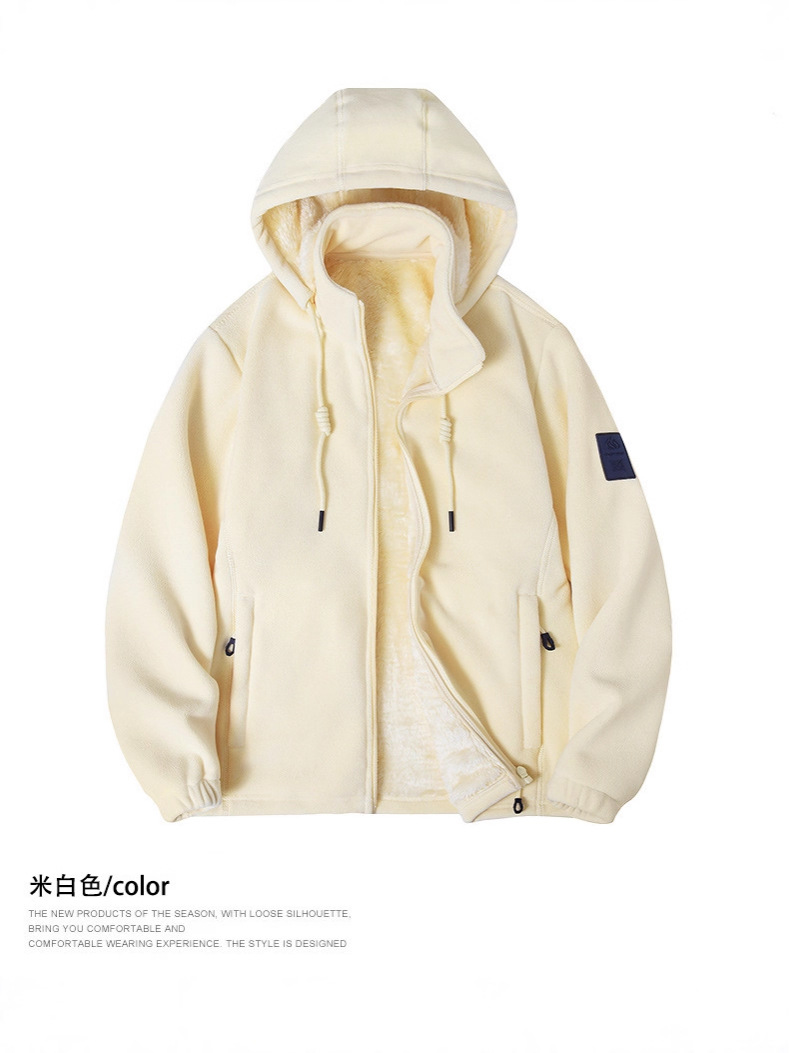 Double-Sided Polar Fleece Zipper Hooded Sweatshirt for Men 2025 Autumn and Winter New Style 380g Heavy Sweatshirt Men's Warm Jacket