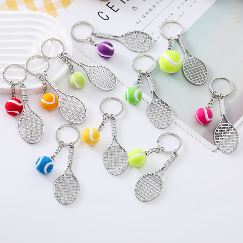 Новый теннисный брелок мини спортивное оборудование спортивный сувенир сплав подвеска для ключей ракетка для бадминтона