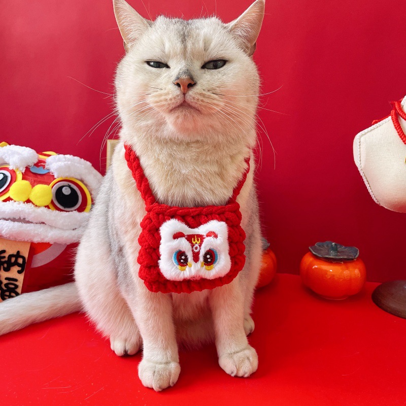 Pet New Year festive wool bag lion bag rich cat dog New Year gift red envelope factory wholesale