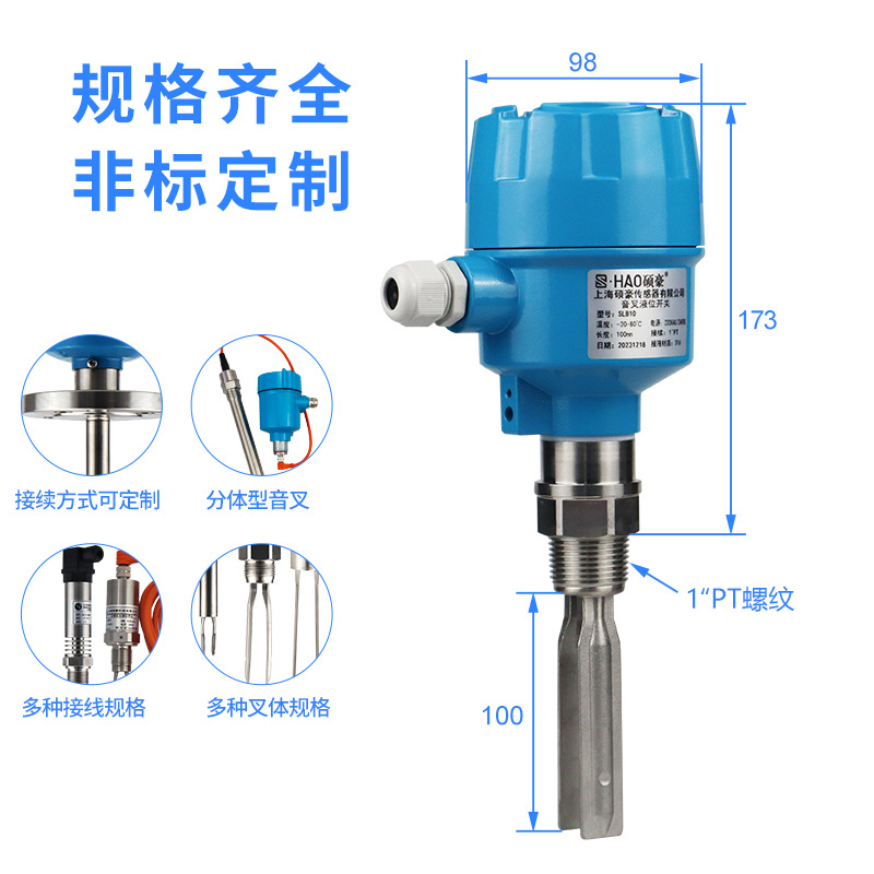 Shanghai Shuohao Tuning Fork Level Switch, Tuning Fork Material Level Switch, Tuning Fork Level Gauge, Tuning Fork Level Sensor, Explosion-Proof