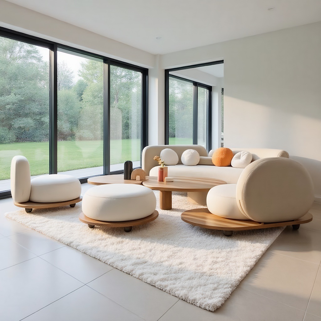 Outdoor Sofa Courtyard Sofa Creative Curved Teak Sofa Living Room B&B Hotel Villa Outdoor Cloud Sofa