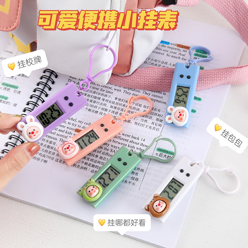 Cartoon cute small hanging watch mini portable electronic clock student exam class schedule clock timer