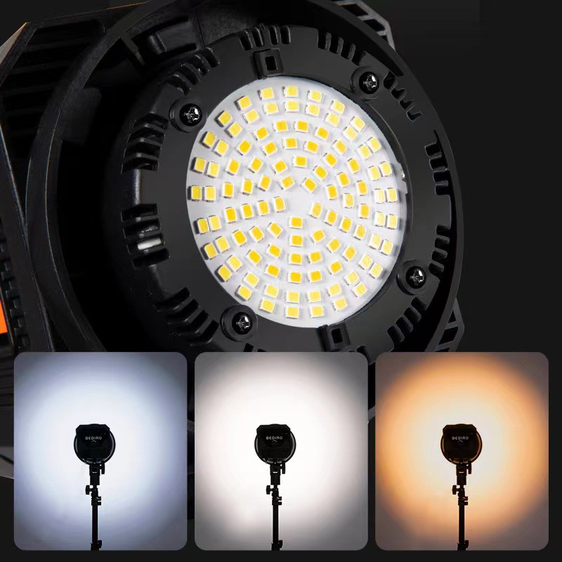 150W Photography Sun Lamp Live Broadcast Room Professional Supplementary Light Led Three-Color Temperature Remote Control Adjustment Shooting Soft Light Set