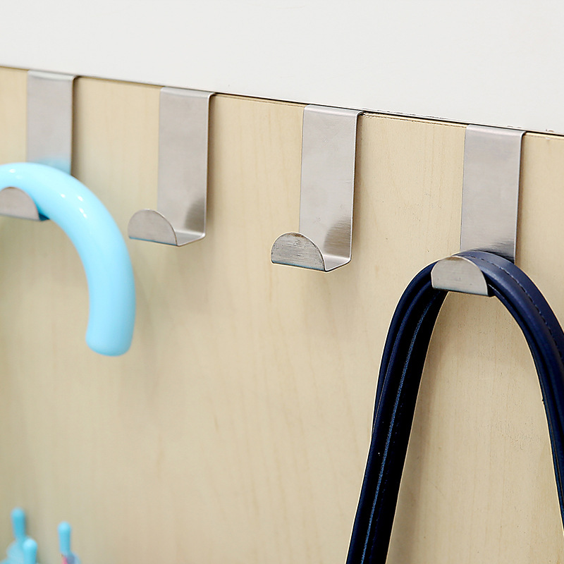 Stainless steel door rear hook door hanger S hook wardrobe non-perforated Z hook dormitory door rear storage single hook