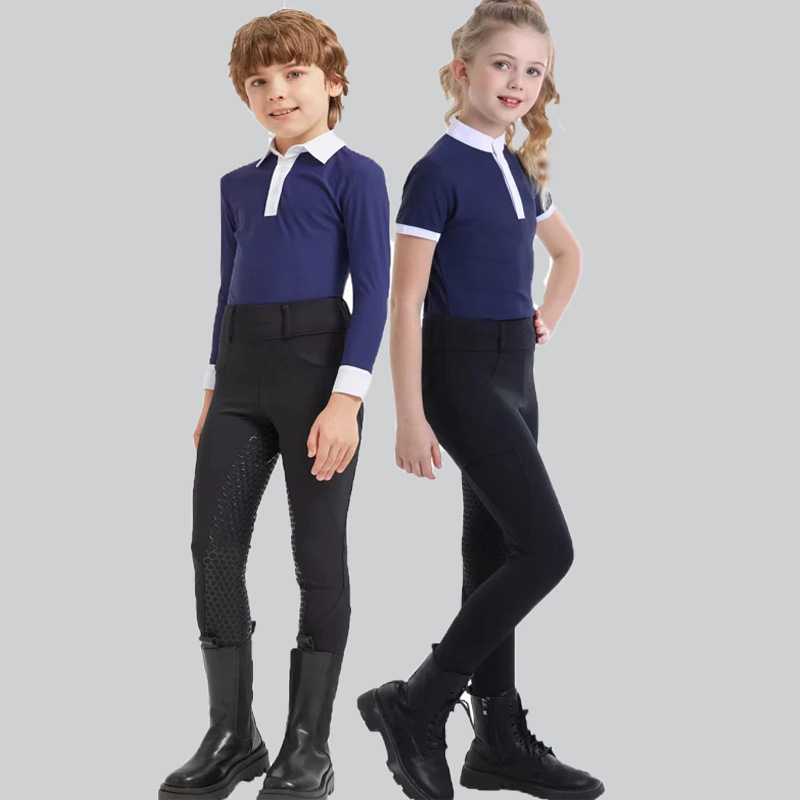 Брюки для Верховой Езды Высокой Талии Утягивающие Всесезонные Быстросохнущие Износостойкие Непоскальзывающие Дышащие Эластичные для Мужчин, Женщин и Детей