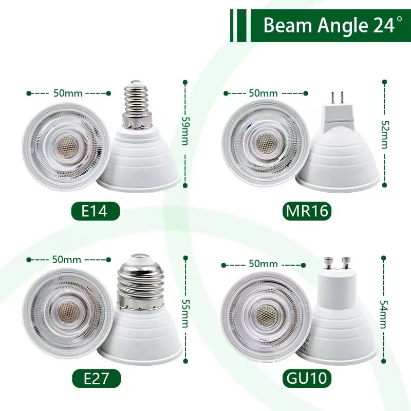 Cross-border plastic aluminum LED lamp cup E27 E14 GU10 MR16 LED24 degree 120 degree spotlight in stock supply