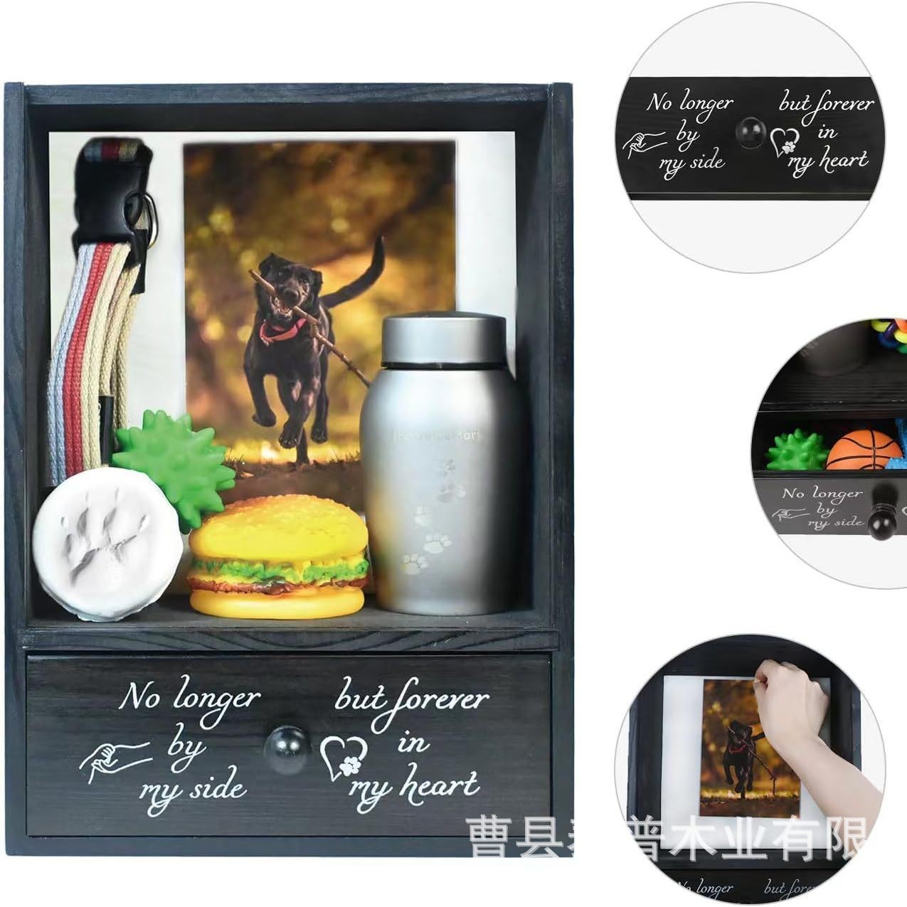 Wooden Pet Memorial Urn Lingtai Pet Cremation Urn Ash Display Pet Cat and Dog Collection Box