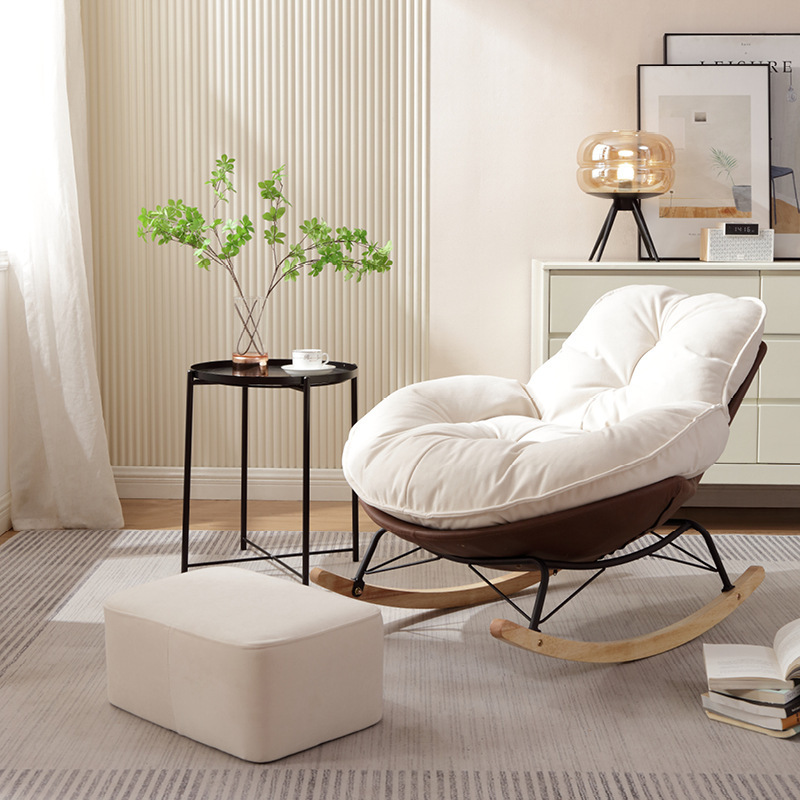 Lazy Sofa Rocking Chair Single Eggshell Chair Living Room Bedroom Cream Style Small Sofa Swing Rotten Chair Casual Penguin Chair