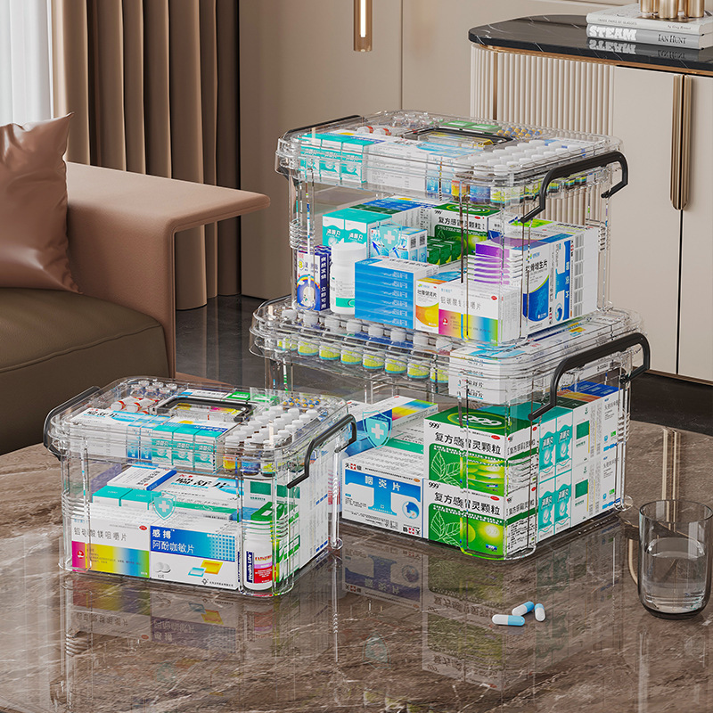 Многоуровневая большая емкость прозрачная аптечка для первой помощи и таблеток, портативное медицинское хранилище