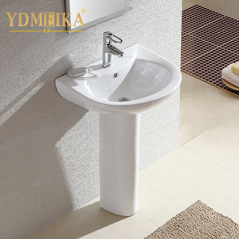 White Split Column Basin Outlet Ceramic Column Basin Hotel Household Floor-standing Moon Column Basin Wash Basin 3014