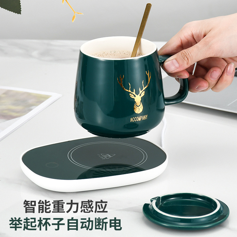 Factory Direct supply gravity induction constant temperature coaster 55 degrees warm Cup insulation pad one-piece delivery automatic heating coaster