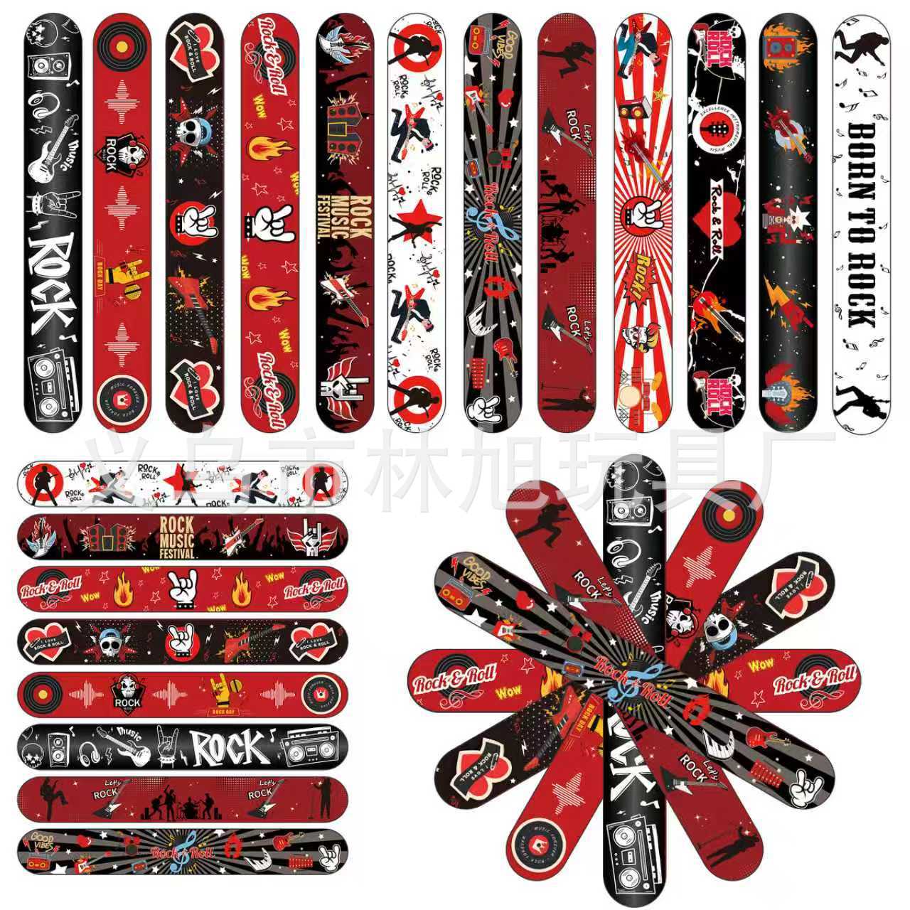 New Rock Theme Snap Ring Bracelet Pvc 12 Singer Music Rock Party Decorative Bracelet