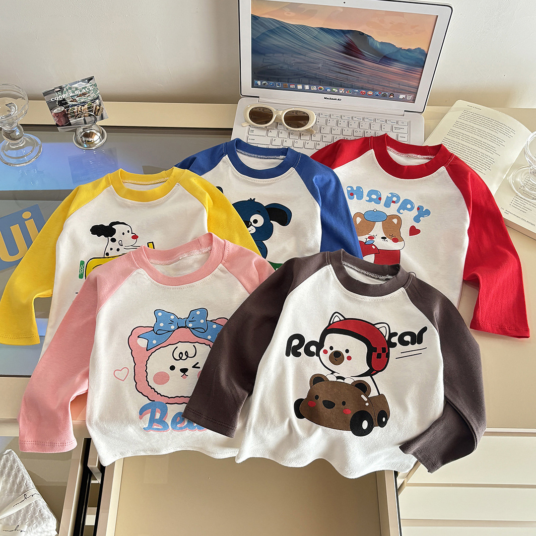 Детская футболка из чистого хлопка с длинным рукавом весенний базовый топ для мальчиков и девочек новая одежда для детей