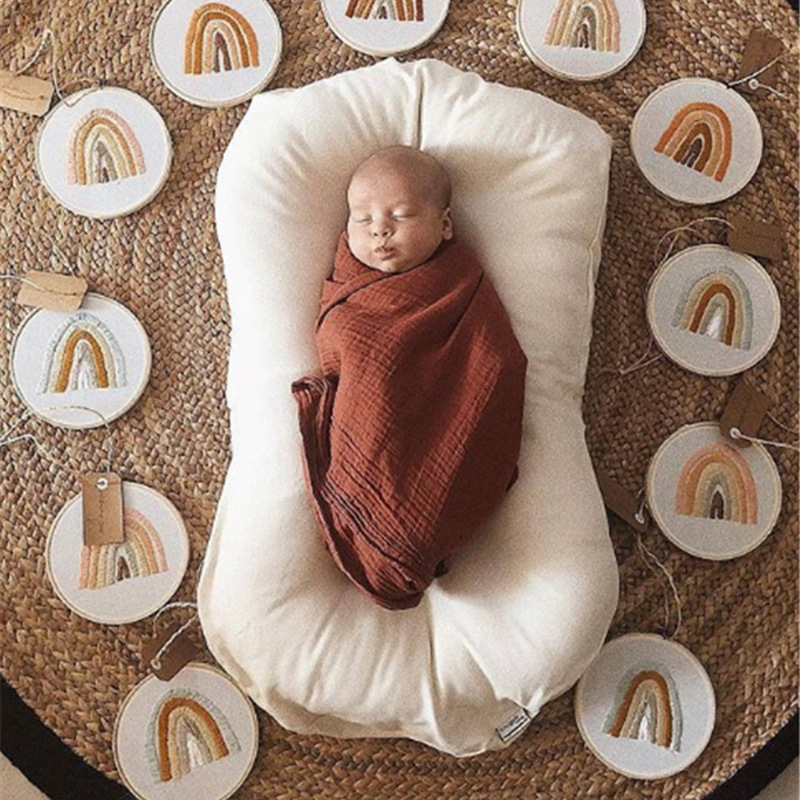 Cross-border pure cotton solid color newborn uterus bionic bed portable detachable and washable folding comfortable crib bed