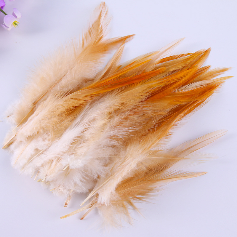 Factory direct long red pointed feather color chicken feather catcher dream net cat stick decorative accessories diy handmade materials