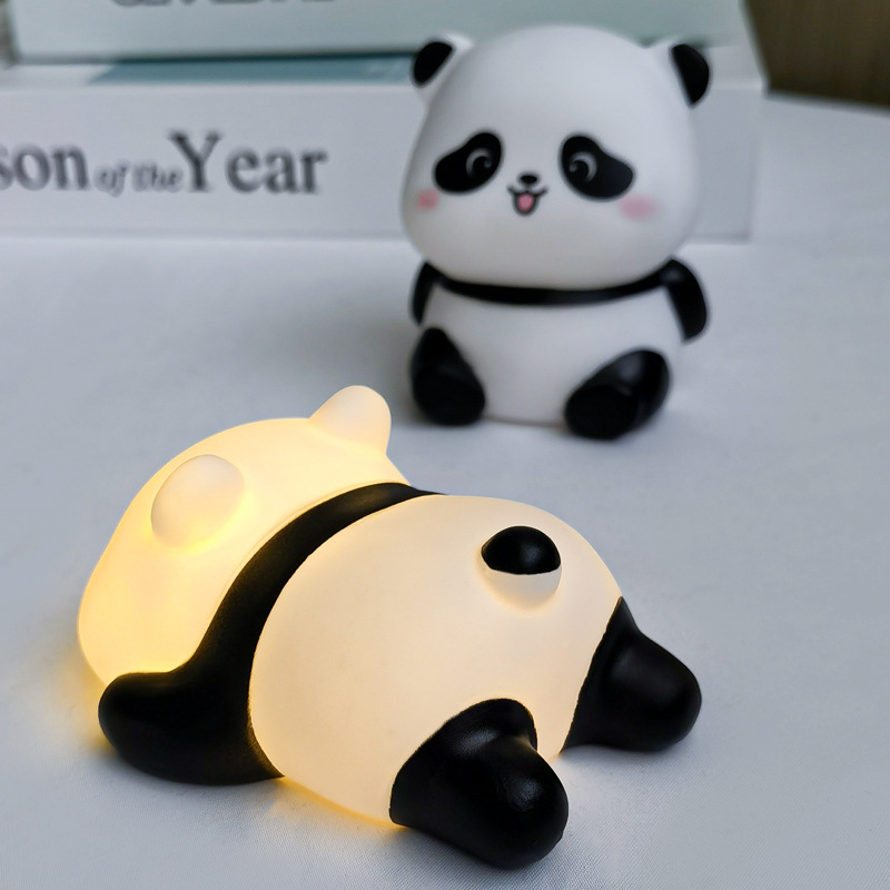 Cross-Border Gift Vinyl Panda Night Light Cake Decoration Ornaments Children's Cute Cartoon Birthday Dessert Topper Manufacturer