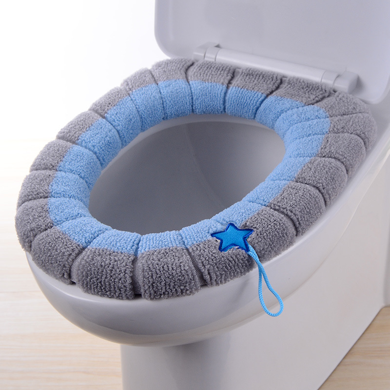 Knitted color matching toilet seat cushion four seasons Universal Toilet cover Factory Direct sales with handle household toilet seat cushion wholesale