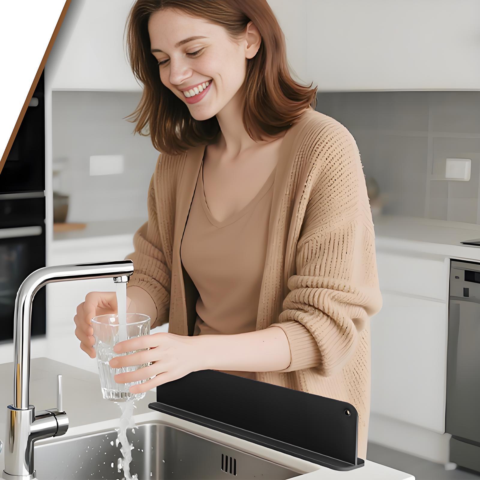 Extended Silicone Sink Splash Guard Anti-Splash Water Sink Dishwashing Sink Partition Kitchen Silicone Water Barrier Strip