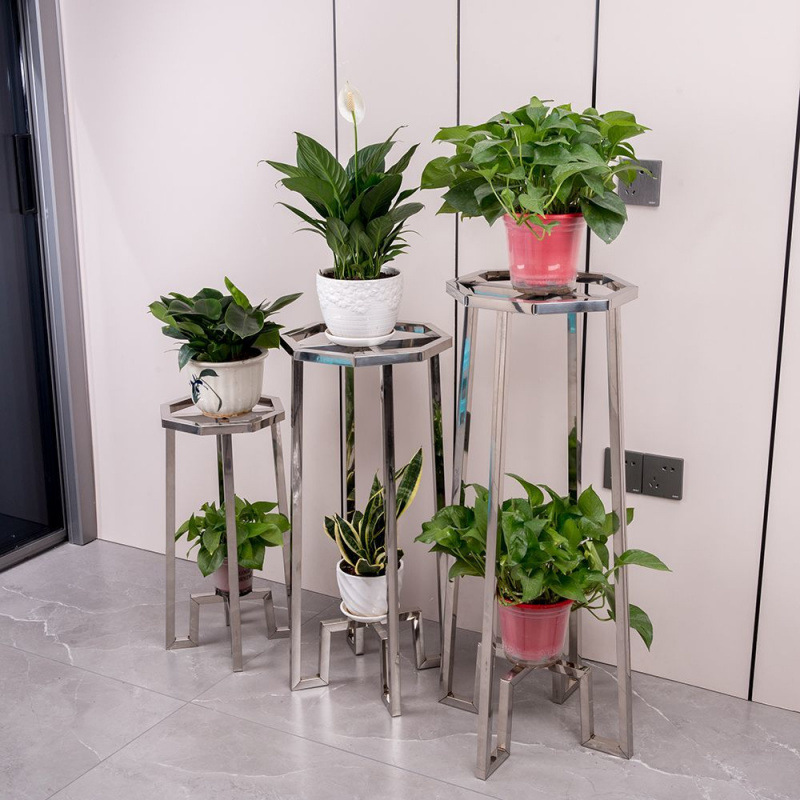 Многоуровневая полка для цветочных горшков из нержавеющей стали, для интерьеров и балконов, полустоячая