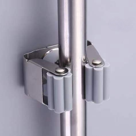 Factory accessories 304 stainless steel mop clip spring steel mop rack chuck broom buckle storage rack