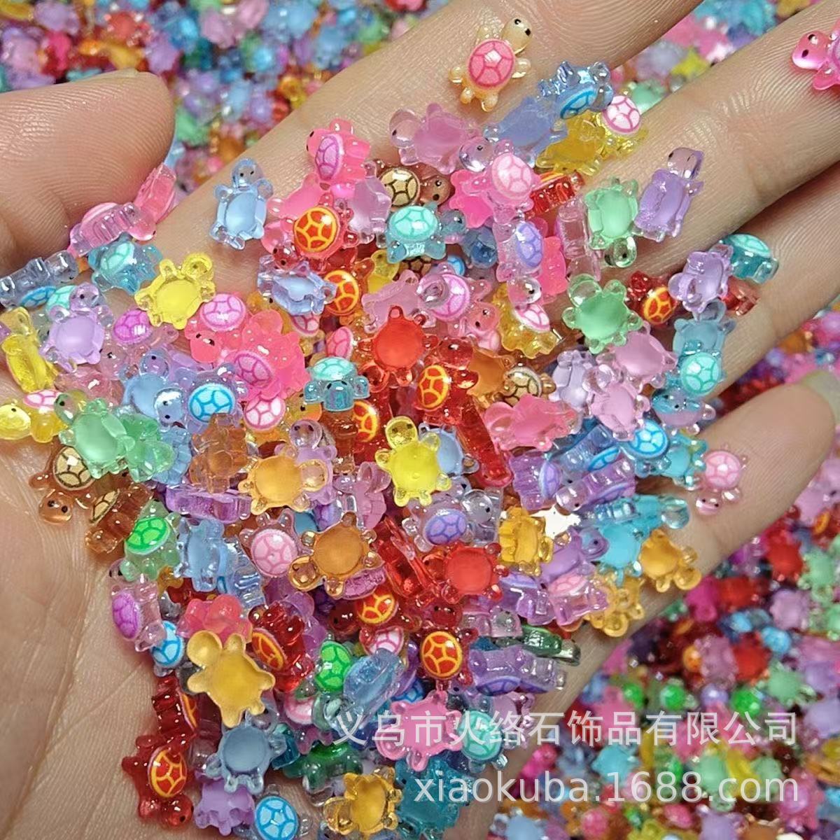 Mini New Cartoon Luminous Cream Turtle Resin Cute Explosions Nail Art Ornaments Upgrade Turtle Diy Accessories