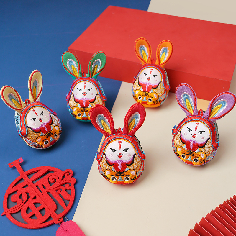Handmade Rabbit Master National Tide Year of the Rabbit Toy Ornaments Pendant Business Intangible Heritage Gift Scenic Spot Mascot Doll Handmade