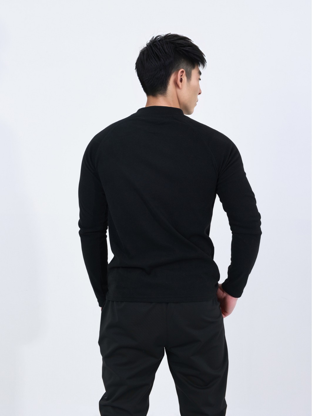 Winter high collar new cationic velvet warm slim crew neck sports fitness high elastic bottoming long sleeve T-shirt