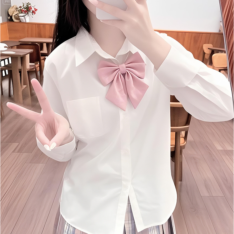 Tr Fabric Japanese-Style Milky White Jk Shirt Sweet Versatile Loose Long and Short Sleeve Student School Supply Shirt for Women College Style