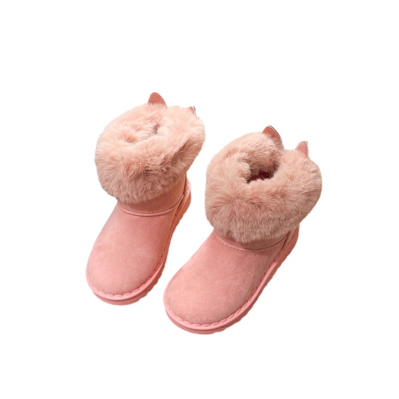 2024 Winter New Children's Snow Boots Girls' Velvet Princess Short Boots Girls' Warm Baby Cotton Shoes Boys' Shoes