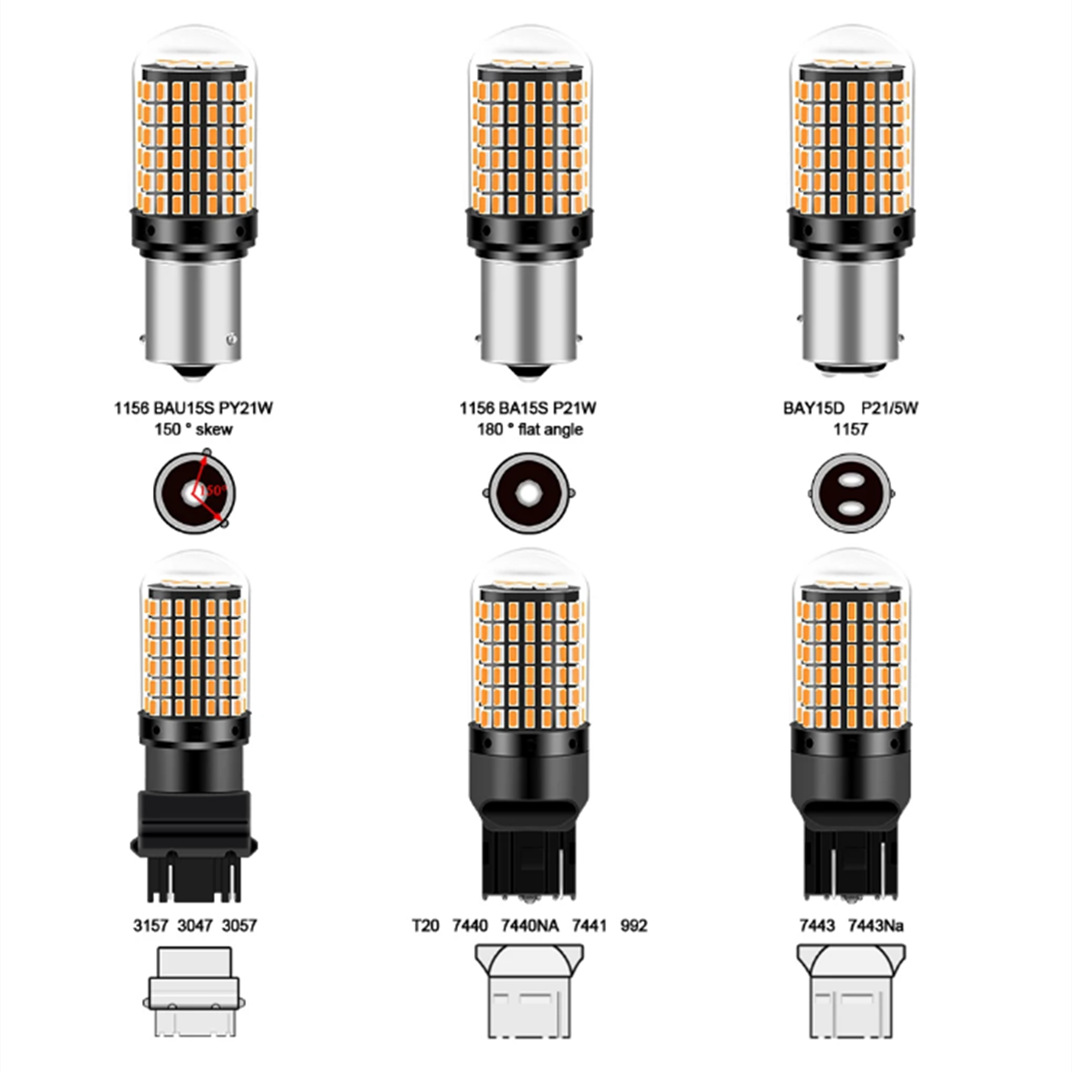 Car Led Turn Signal Brake Light 1156 144Smd 3014 High Brightness Reversing Light Decoding Constant Current Anti-Stroboscopic