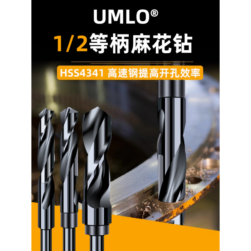 High-Speed Steel 1/2 Shank Twist Drill Bit Small Shank Drill Shrink Shank Drill for Drilling Holes Template Drill Woodworking Drill Iron Plate