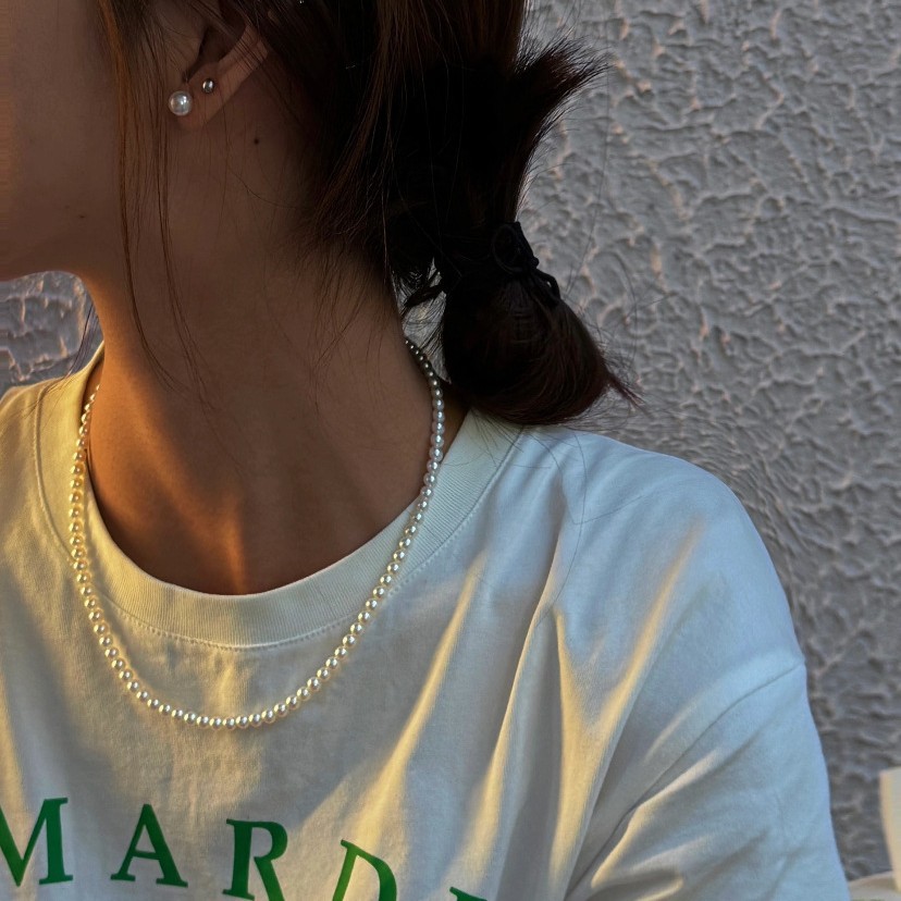 Zhuji Natural Freshwater Pearl Necklace 3-4mm Baby Beads Millet Chain Nearly Perfect Round Extremely Bright and Flawless S925 Silver