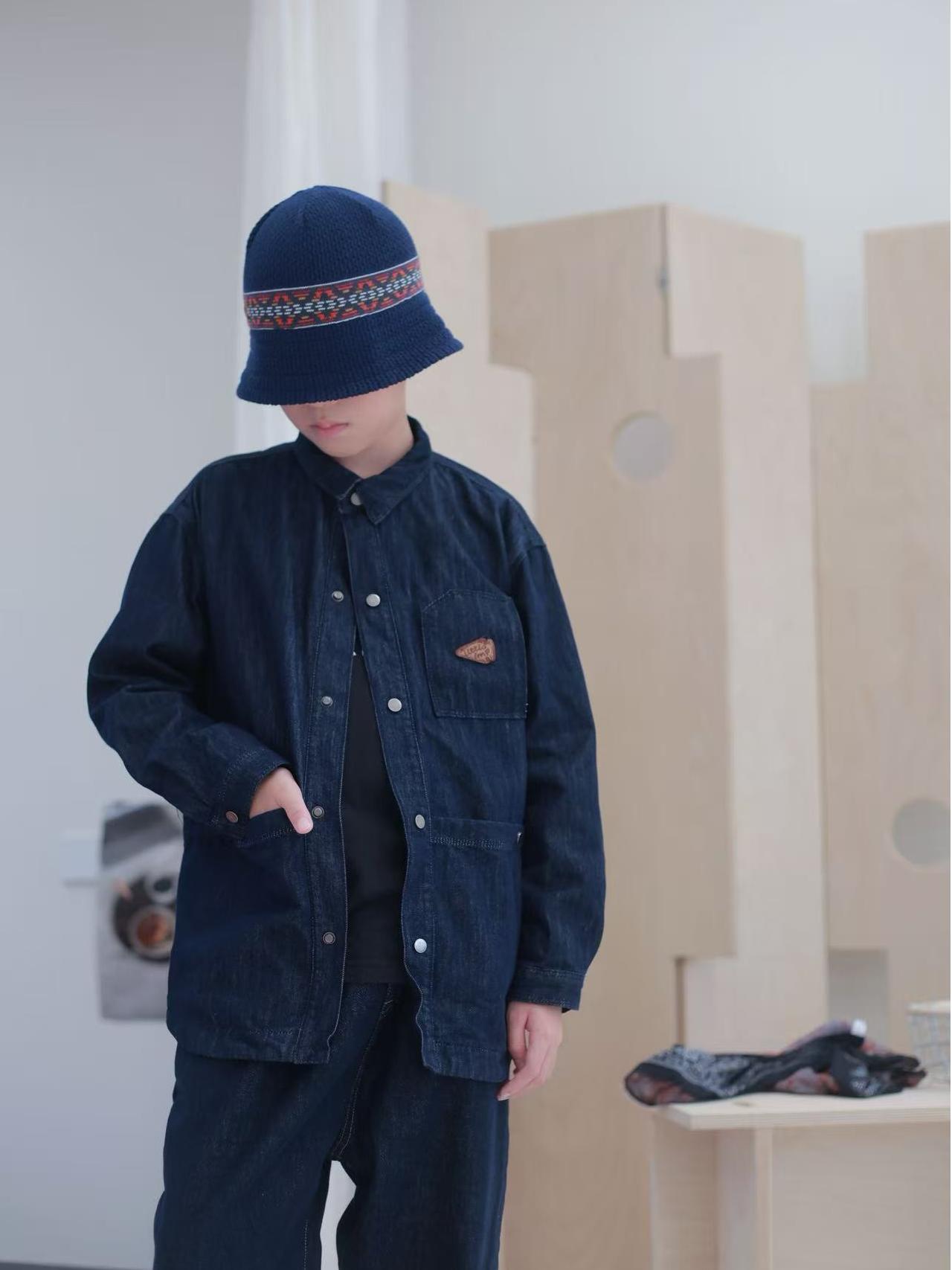 In-Stock 2025 Autumn and Winter Original Men's and Women's Children's Retro Dark Blue Non-Fading Multi-Pocket Soft Denim Shirt Jacket