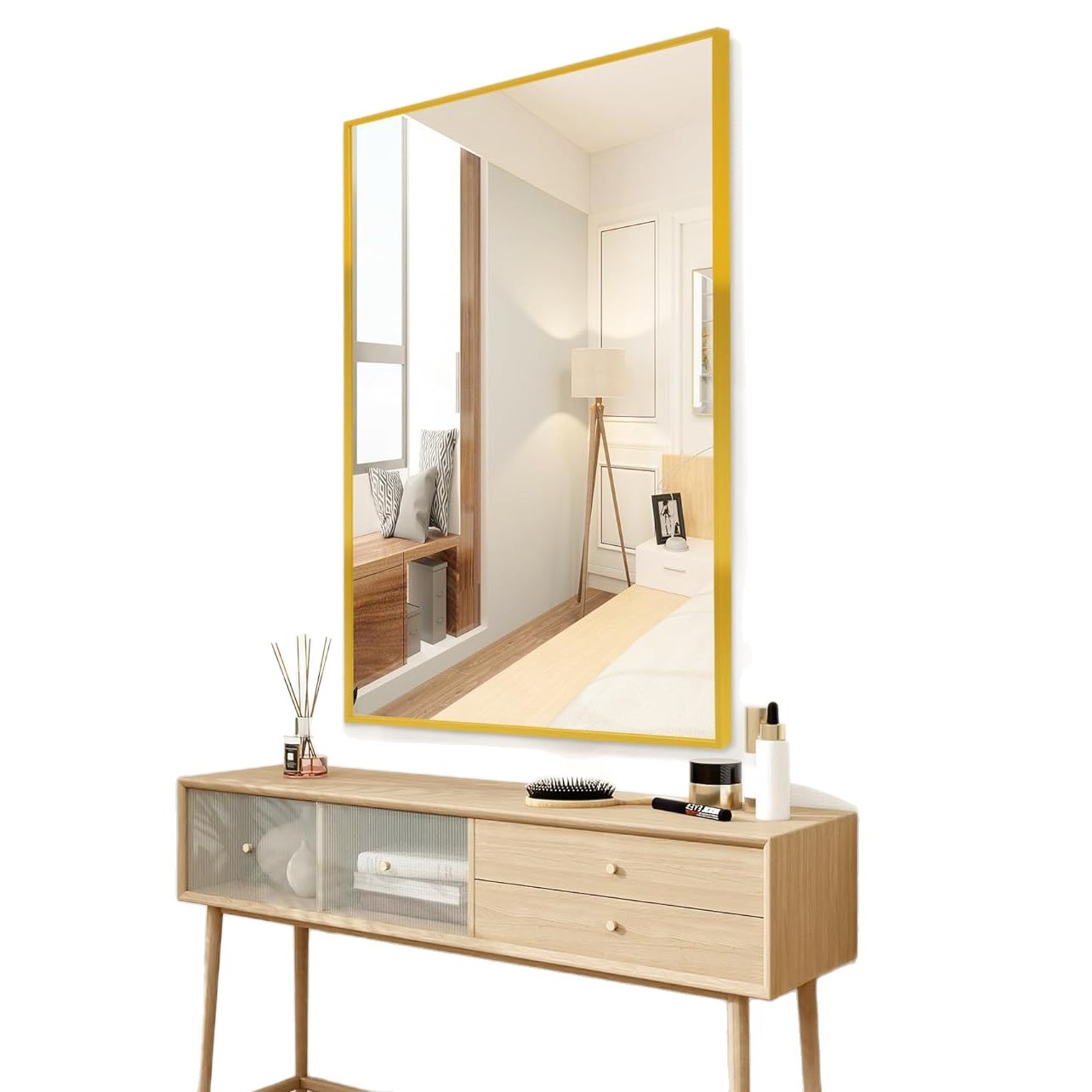 Aluminum Frame Full-Length Mirror Manufacturer Customized Wall-Mounted Dressing Mirror Wall-Mounted Home Floor Mirror Simple Fitting Mirror