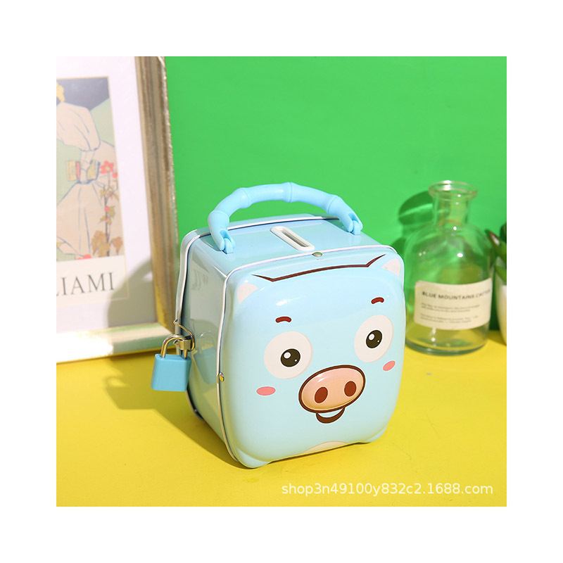 Korean style cute piggy bank creative portable tinplate piggy bank student change bank children's gift
