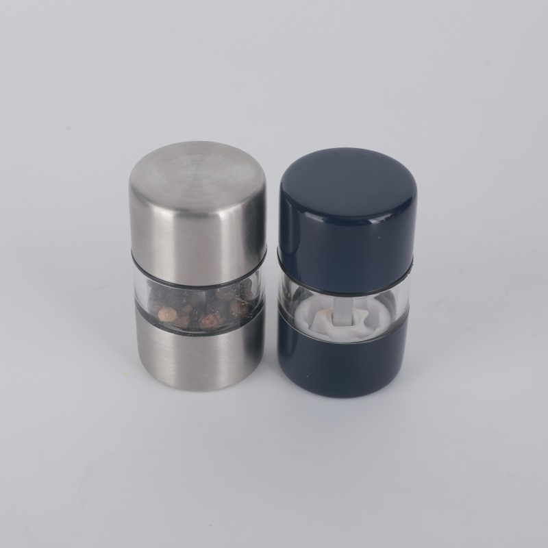 Two-head Two-in-One Black and White Pepper Supplementary Food Grinder Household Stainless Steel Manual Small Sea Salt Pepper Grinding Bottle